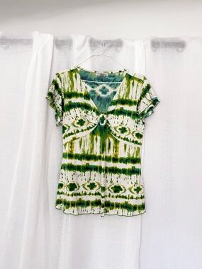 ✧ vintage y2k green tie dye fairy flutter sleeve top ✧